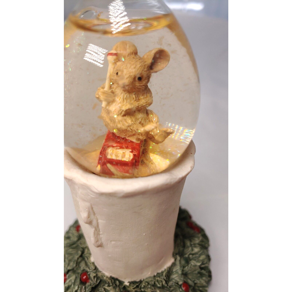 Christmas Candle Glitter Snow Globe Mouse Water Wonders Candlelight 5 inch - Picture 3 of 11